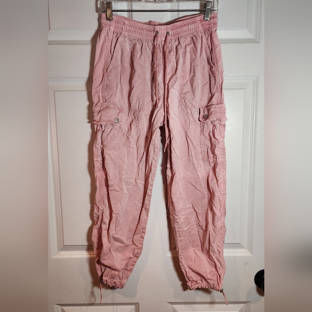 Time And True Stretchy Pink Cargo Jogger Pants S